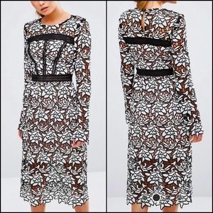 True Decadence Floral Crochet Lace Midi Dress